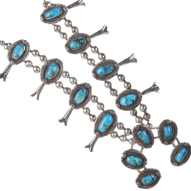 Vintage Native American silver and turquoise squash blossom necklace - Estate Fresh Austin