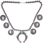 Vintage Native American Silver dollar mercury dime turquoise squash blossom necklace - Estate Fresh Austin