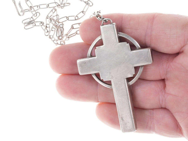 Vintage Native American silver ironwood/turquoise cross - Estate Fresh Austin