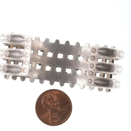 6.25" Vintage sterling triple row Fred Harvey era cuff bracelet - Estate Fresh Austin