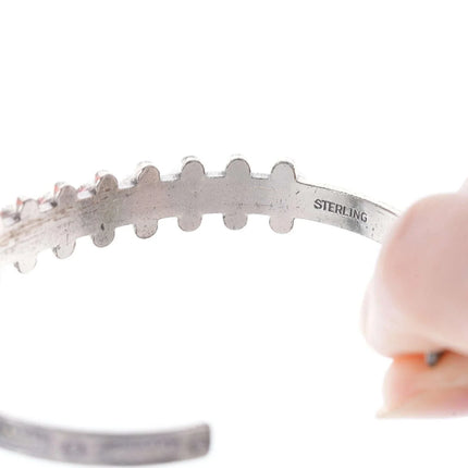 6.375" c1950's Sterling silver Snake eye stamped row cuff bracelet - Estate Fresh Austin