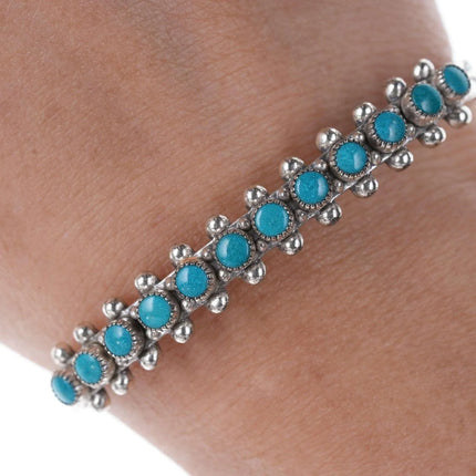 6.375" c1950's Sterling silver Snake eye stamped row cuff bracelet - Estate Fresh Austin