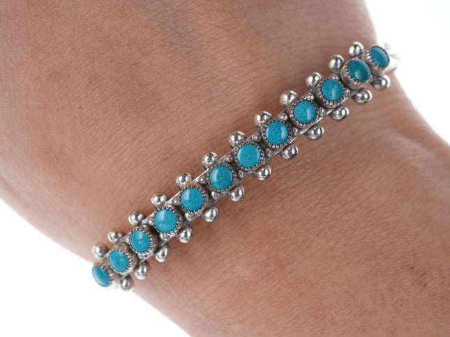 6.375" c1950's Sterling silver Snake eye stamped row cuff bracelet - Estate Fresh Austin