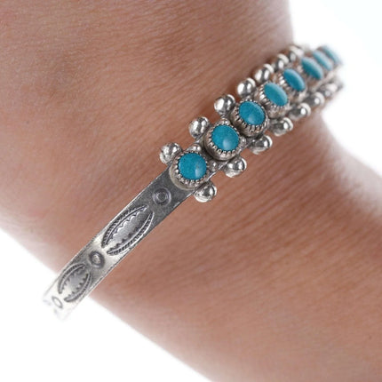 6.375" c1950's Sterling silver Snake eye stamped row cuff bracelet - Estate Fresh Austin