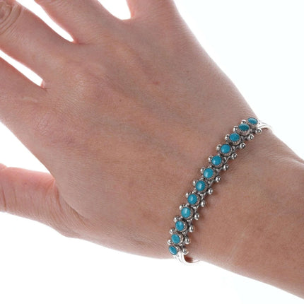 6.375" c1950's Sterling silver Snake eye stamped row cuff bracelet - Estate Fresh Austin