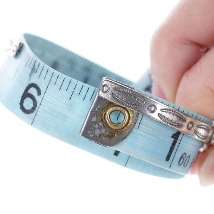 6.375" c1950's Sterling silver Snake eye stamped row cuff bracelet - Estate Fresh Austin