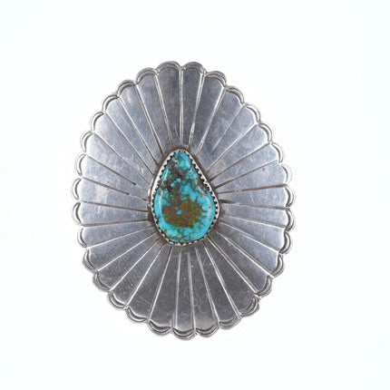 Vintage Native American Stamped Sterling turquoise pendant - Estate Fresh Austin
