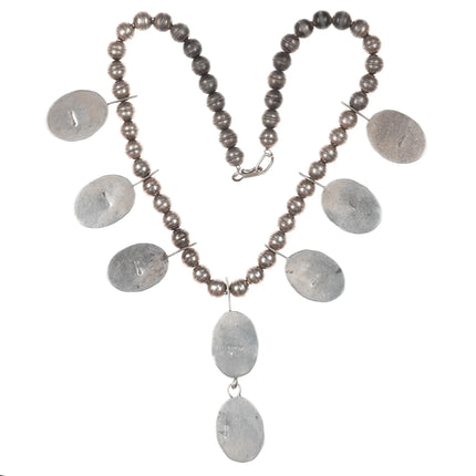 Vintage Native American sterling and onyx necklace hand stamped bezels - Estate Fresh Austin