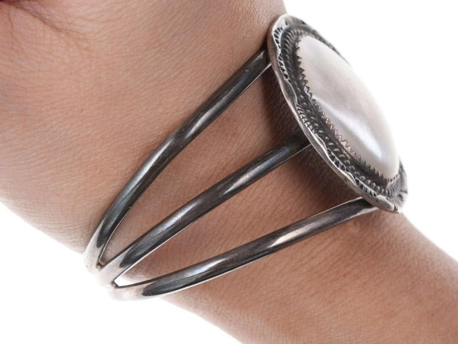 Vintage Native American Sterling and shell cuff bracelet - Estate Fresh Austin