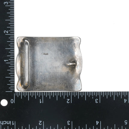 Vintage Native American sterling belt buckle with green stone - Estate Fresh Austin