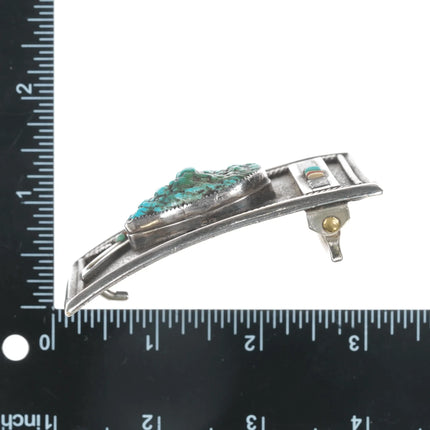 Vintage Native American Sterling botryoidal turquoise channel inlay belt buckle - Estate Fresh Austin