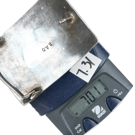 Vintage Native American Sterling botryoidal turquoise channel inlay belt buckle - Estate Fresh Austin