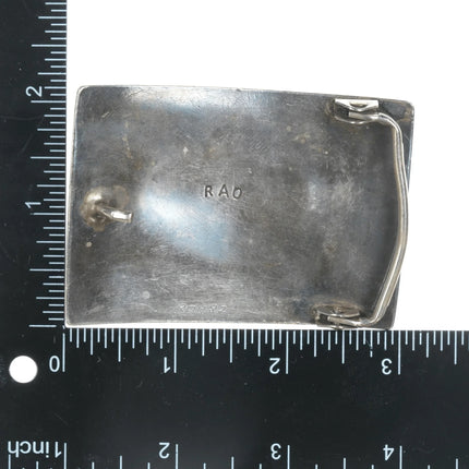 Vintage Native American Sterling botryoidal turquoise channel inlay belt buckle - Estate Fresh Austin