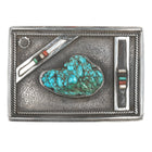 Vintage Native American Sterling botryoidal turquoise channel inlay belt buckle - Estate Fresh Austin