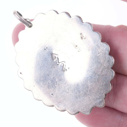 Vintage Native American Sterling Carved Duck on ironwood pendant - Estate Fresh Austin