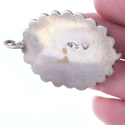 Vintage Native American Sterling Carved owl on ironwood pendant - Estate Fresh Austin