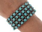 Vintage Native American Sterling Carved Turquoise and row cuff bracelet - Estate Fresh Austin
