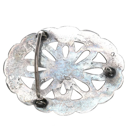 Vintage Native American sterling cast belt buckle with turquoise - Estate Fresh Austin