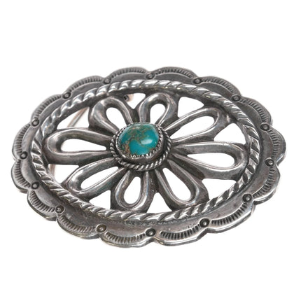 Vintage Native American sterling cast belt buckle with turquoise - Estate Fresh Austin