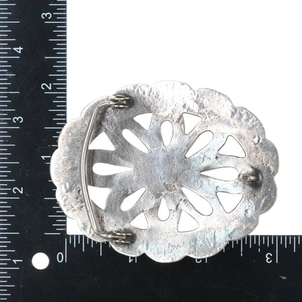 Vintage Native American sterling cast belt buckle with turquoise - Estate Fresh Austin