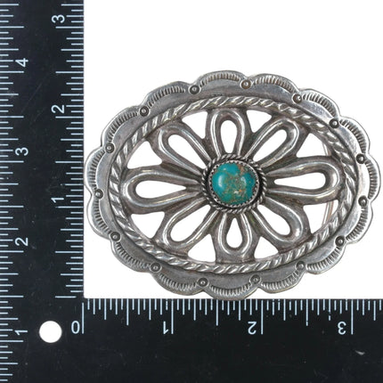 Vintage Native American sterling cast belt buckle with turquoise - Estate Fresh Austin