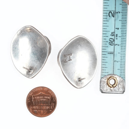 Vintage Native American Sterling Channel inlay overlay style earrings - Estate Fresh Austin