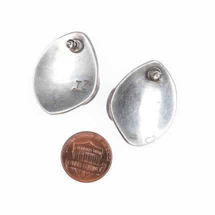 Vintage Native American Sterling Channel inlay overlay style earrings - Estate Fresh Austin