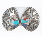 Vintage Native American Sterling Channel inlay overlay style earrings - Estate Fresh Austin