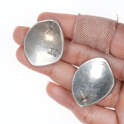 Vintage Native American Sterling Channel inlay overlay style earrings - Estate Fresh Austin