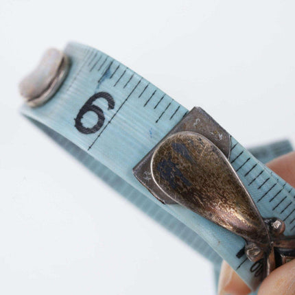 Vintage Native American Sterling channel inlay turquoise cuff bracelet j - Estate Fresh Austin