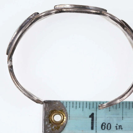 Vintage Native American Sterling channel inlay turquoise cuff bracelet j - Estate Fresh Austin