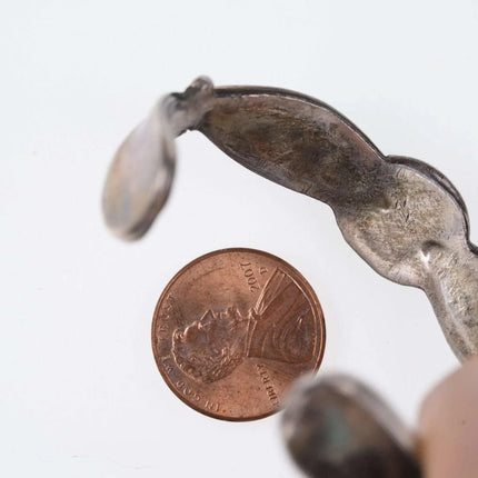 Vintage Native American Sterling channel inlay turquoise cuff bracelet j - Estate Fresh Austin