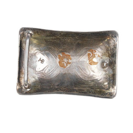 Vintage Native American Sterling Chip inlay belt buckle - Estate Fresh Austin