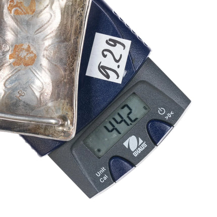 Vintage Native American Sterling Chip inlay belt buckle - Estate Fresh Austin