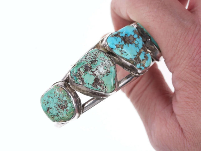 Vintage Native American sterling chunky turquoise cuff bracelet - Estate Fresh Austin