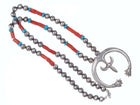 Vintage Native American Sterling Coral and turquoise beaded necklace with naja - Estate Fresh Austin