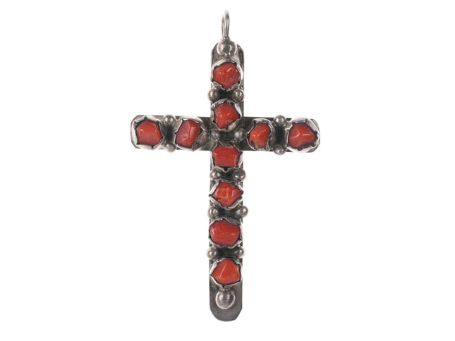 Vintage Native American Sterling coral cross - Estate Fresh Austin