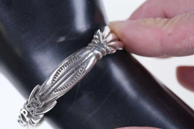 6.5" Vintage Native American Sterling silver Gypsy Cuff bracelet - Estate Fresh Austin