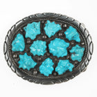 Vintage Native American sterling hand carved turquoise belt buckle - Estate Fresh Austin
