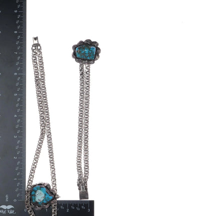 7" Southwestern sterling silver spiderweb turquoise bracelet choker necklace - Estate Fresh Austin