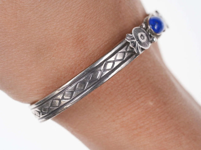 Vintage Native American Sterling lapis Cuff bracelet - Estate Fresh Austin