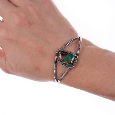 Vintage Native American Sterling Multi-Stone channel inlay bracelet - Estate Fresh Austin