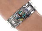 Vintage Native American Sterling Multi-Stone channel inlay cuff bracelet - Estate Fresh Austin