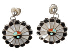 Vintage Native American Sterling Multi-stone inlay sunface earrings - Estate Fresh Austin