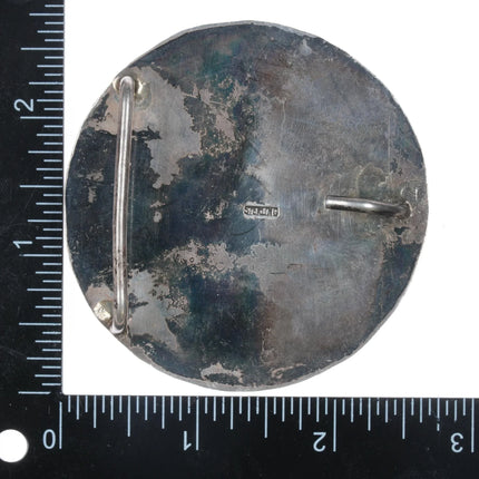 Vintage Native American sterling picture jasper belt buckle - Estate Fresh Austin