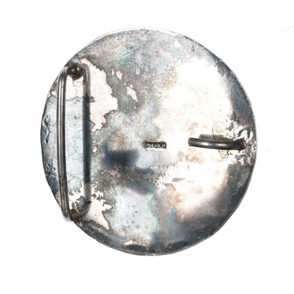 Vintage Native American sterling picture jasper belt buckle - Estate Fresh Austin