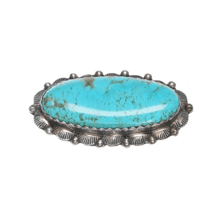 Vintage Native American sterling pin with large Kingman turquoise - Estate Fresh Austin