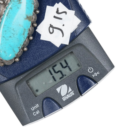 Vintage Native American sterling pin with large Kingman turquoise - Estate Fresh Austin