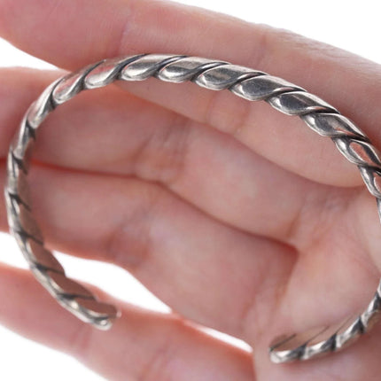 Vintage Native American sterling silver rope style cuff bracelet dd - Estate Fresh Austin