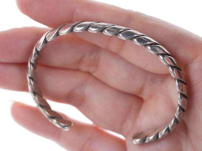 Vintage Native American sterling silver rope style cuff bracelet dd - Estate Fresh Austin